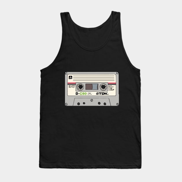 Vintage line art audio cassette Tank Top by Catcrea